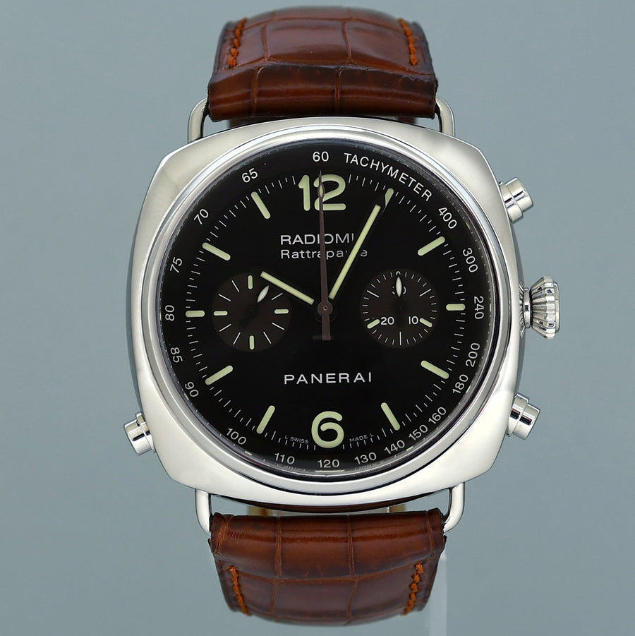 PAPERS Mint Panerai PAM 214 Radiomir Rattrapante Chronograph Steel Black Dial 45mm PAM00214 Box