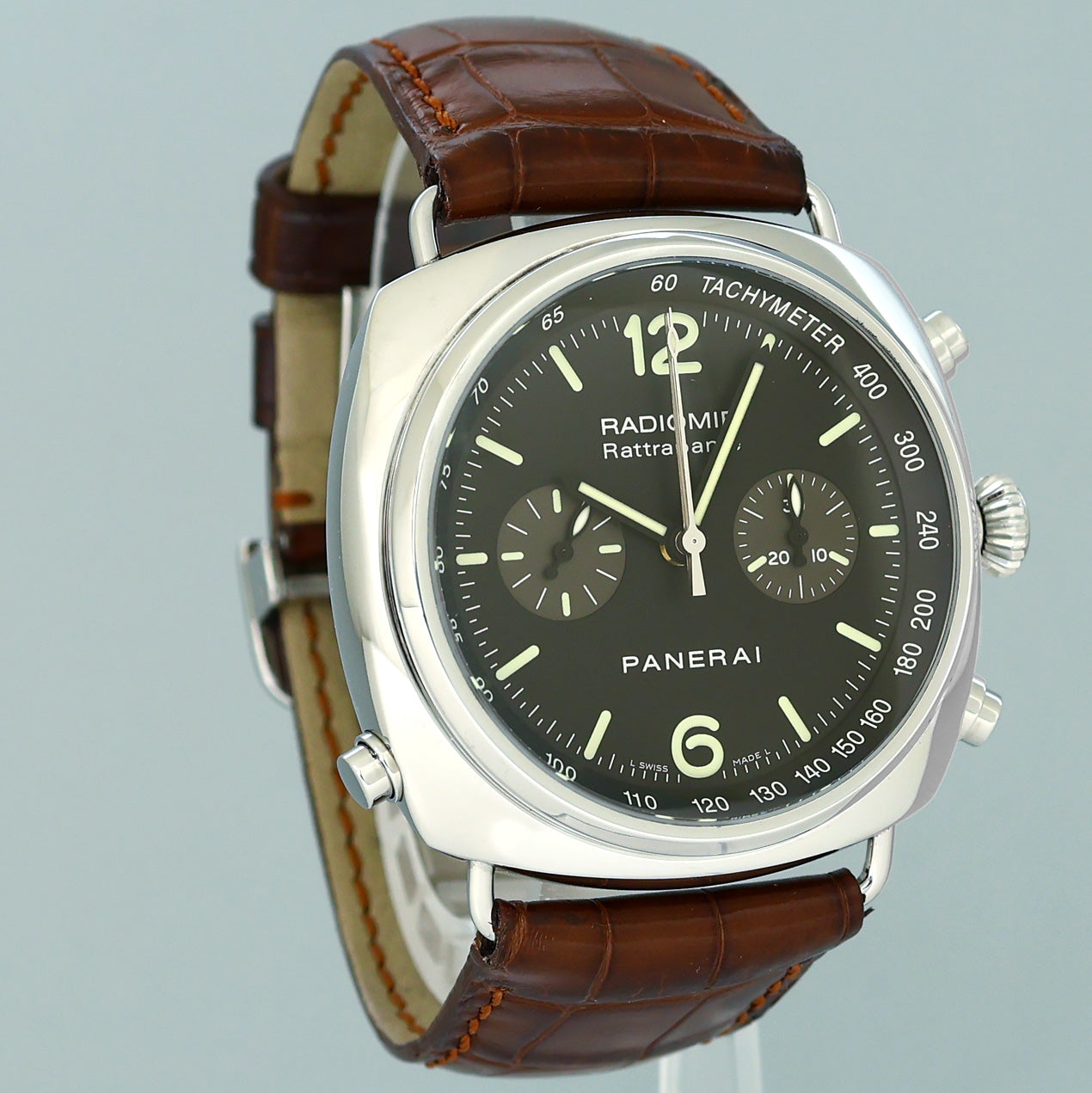 PAPERS Mint Panerai PAM 214 Radiomir Rattrapante Chronograph Steel Black Dial 45mm PAM00214 Box
