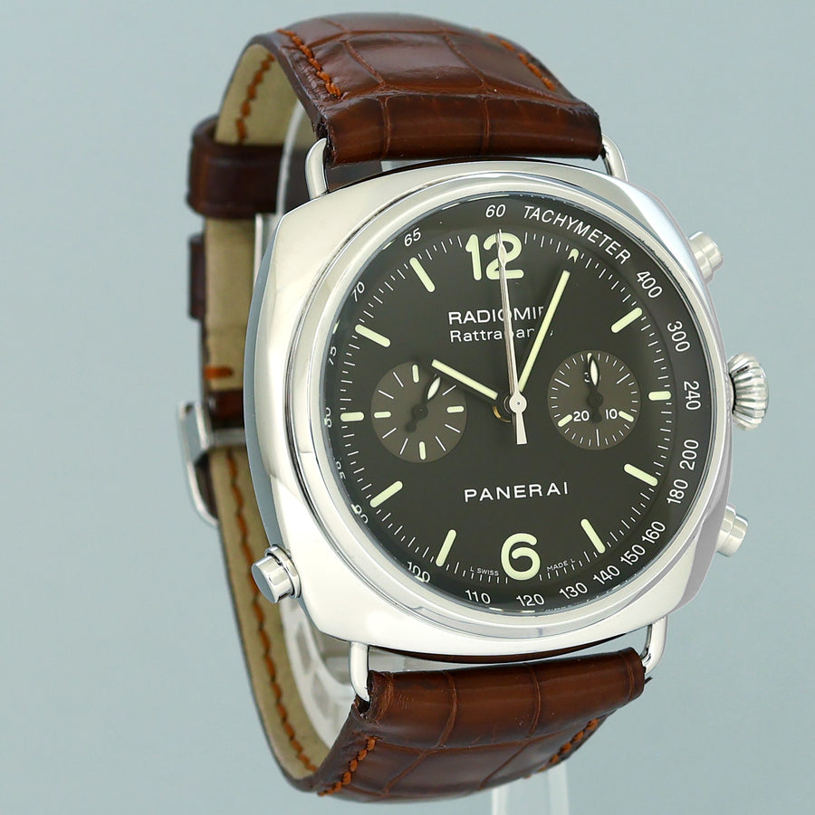 PAPERS Mint Panerai PAM 214 Radiomir Rattrapante Chronograph Steel Black Dial 45mm PAM00214 Box
