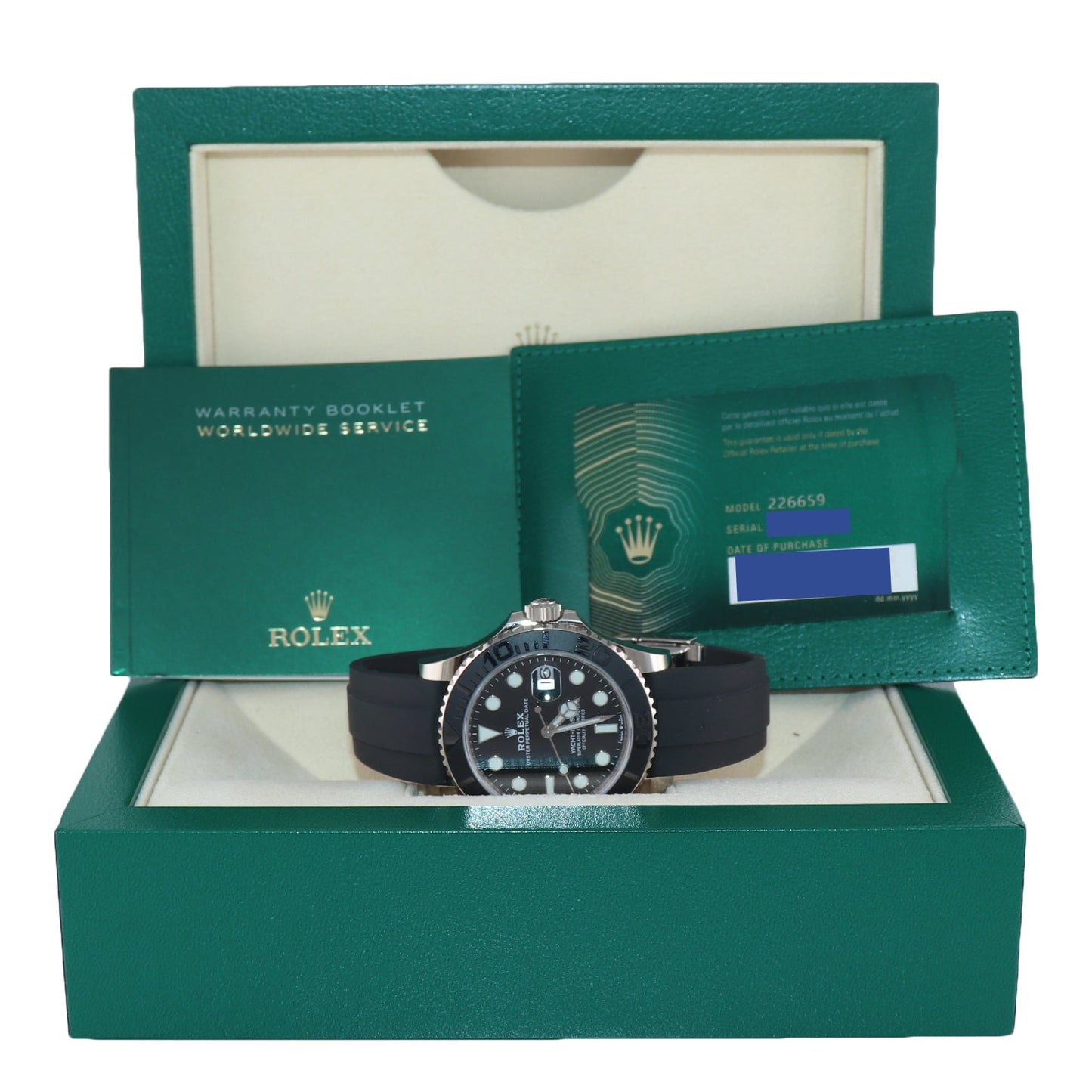 2022 NEW PAPERS Rolex Yacht-Master 226659 White Gold 42mm Oysterflex Watch Box