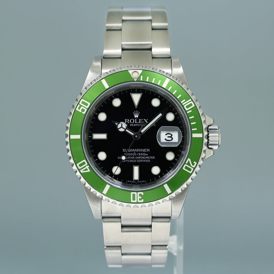 PAPERS MINT Rolex Kermit Green Anniversary 40mm Submariner 16610LV Watch Box