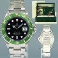 PAPERS MINT Rolex Kermit Green Anniversary 40mm Submariner 16610LV Watch Box