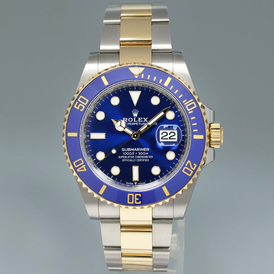 2021 NEW PAPERS Rolex Submariner 41mm Blue 126613LB Two Tone Yellow Gold Watch