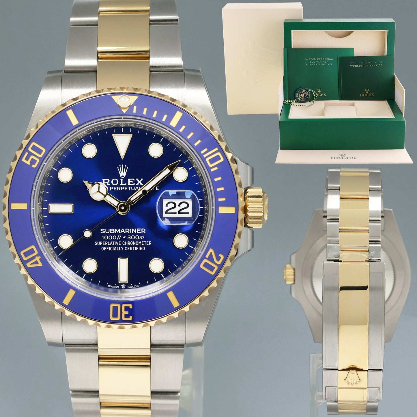 2023 NEW Rolex Submariner 41mm Blue 126613LB Two Tone Gold Steel Watch Box