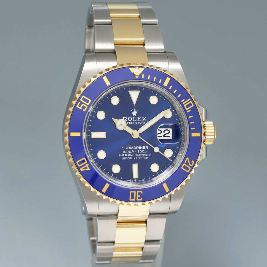 2021 NEW PAPERS Rolex Submariner 41mm Blue 126613LB Two Tone Yellow Gold Watch