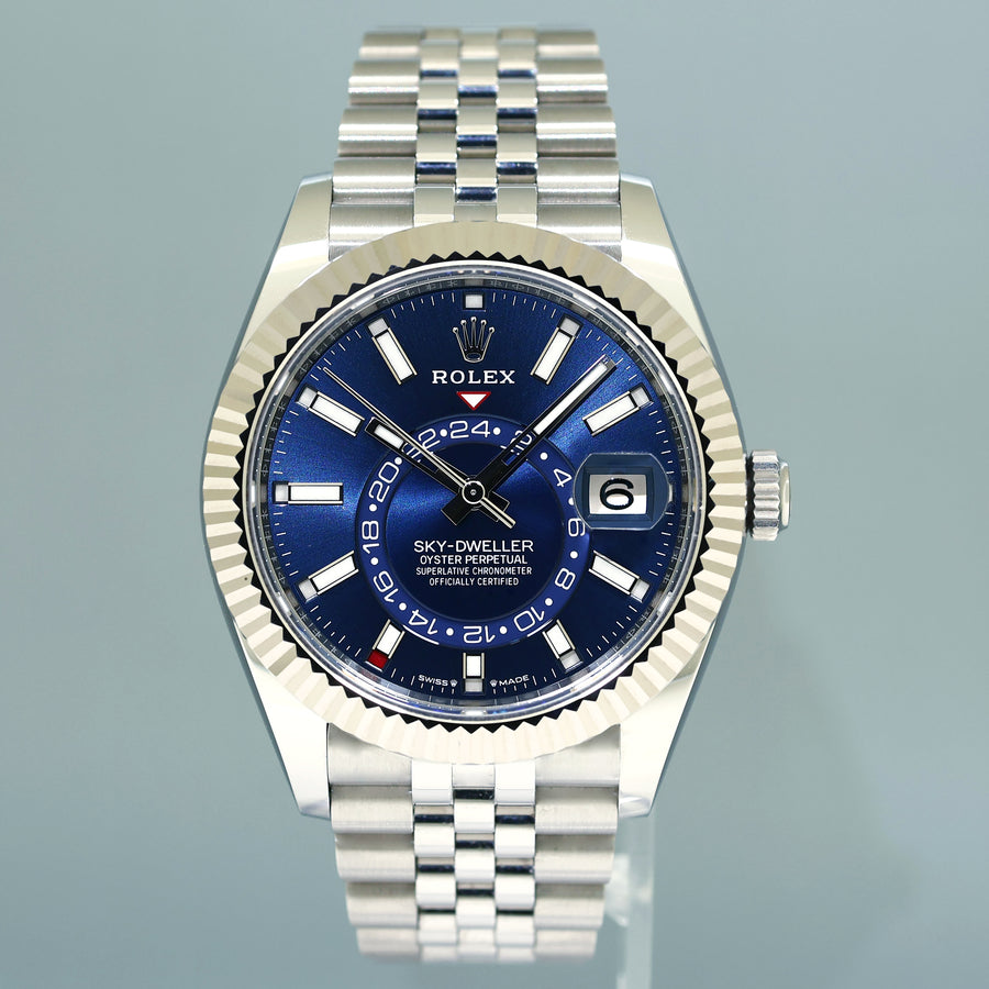2024 NEW PAPERS Rolex Sky-Dweller Steel BLUE Jubilee Fluted 42mm 336934 Watch Box