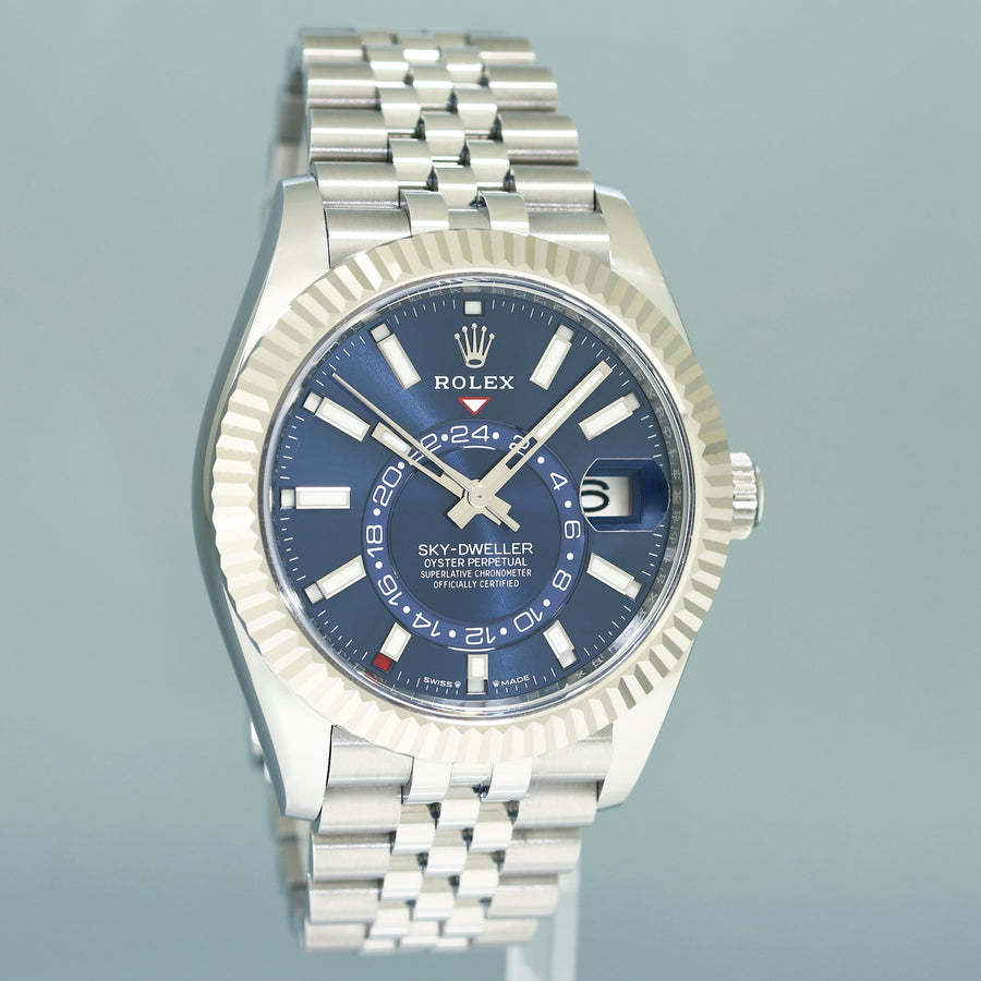 2024 NEW PAPERS Rolex Sky-Dweller Steel BLUE Jubilee Fluted 42mm 336934 Watch Box