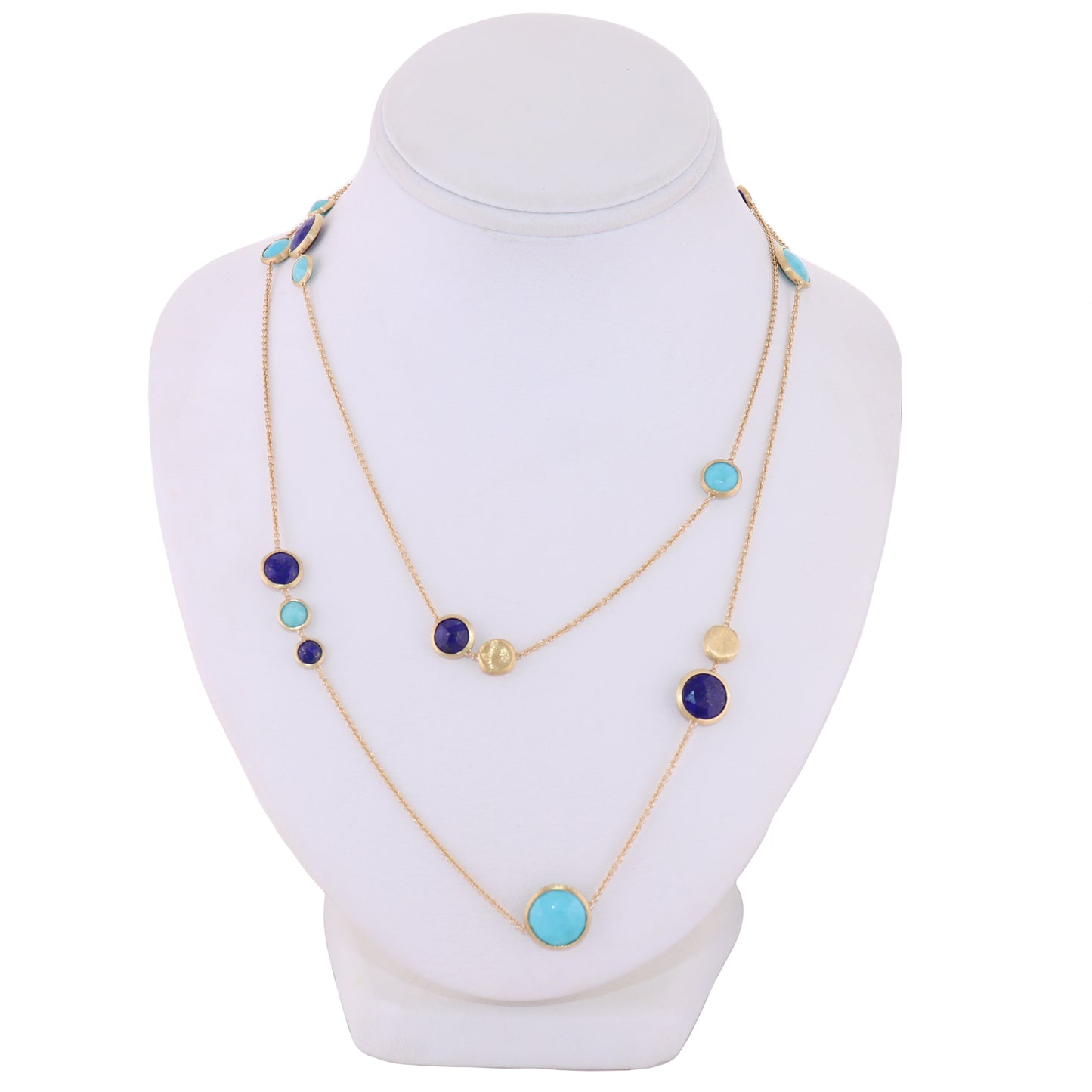 Marco Bicego 18k Yellow Gold Jaipur Collection Lapis & Turquoise 36" Necklace