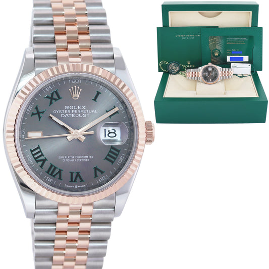 NEW 2021 PAPERS Rolex DateJust 36mm Jubilee Wimbledon Rose Gold 126231 Watch