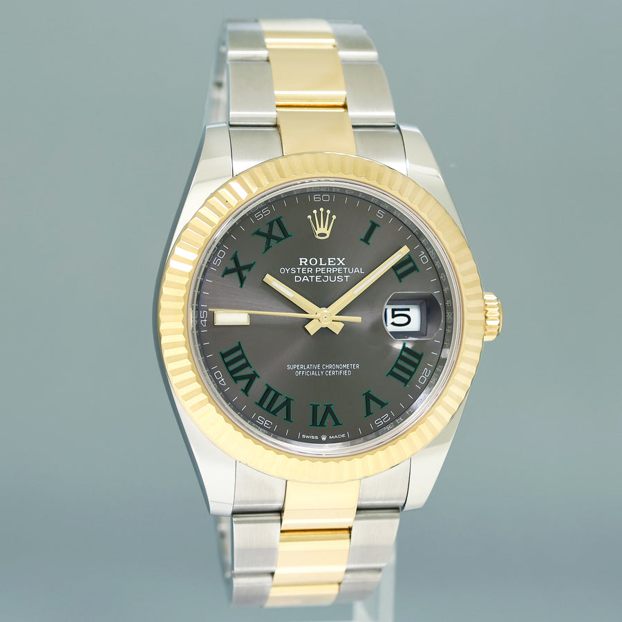 2022 NEW PAPERS 126333 Rolex DateJust 41 Two Tone Yellow Gold Wimbledon Watch Box