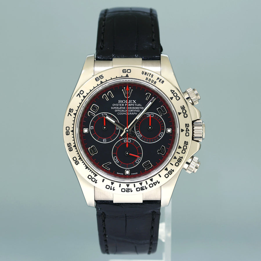 MINT 2010 Rolex Daytona White Gold 116519 Black Racing Leather Watch Box