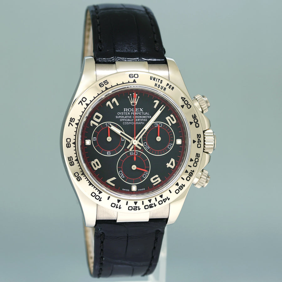 MINT 2010 Rolex Daytona White Gold 116519 Black Racing Leather Watch Box