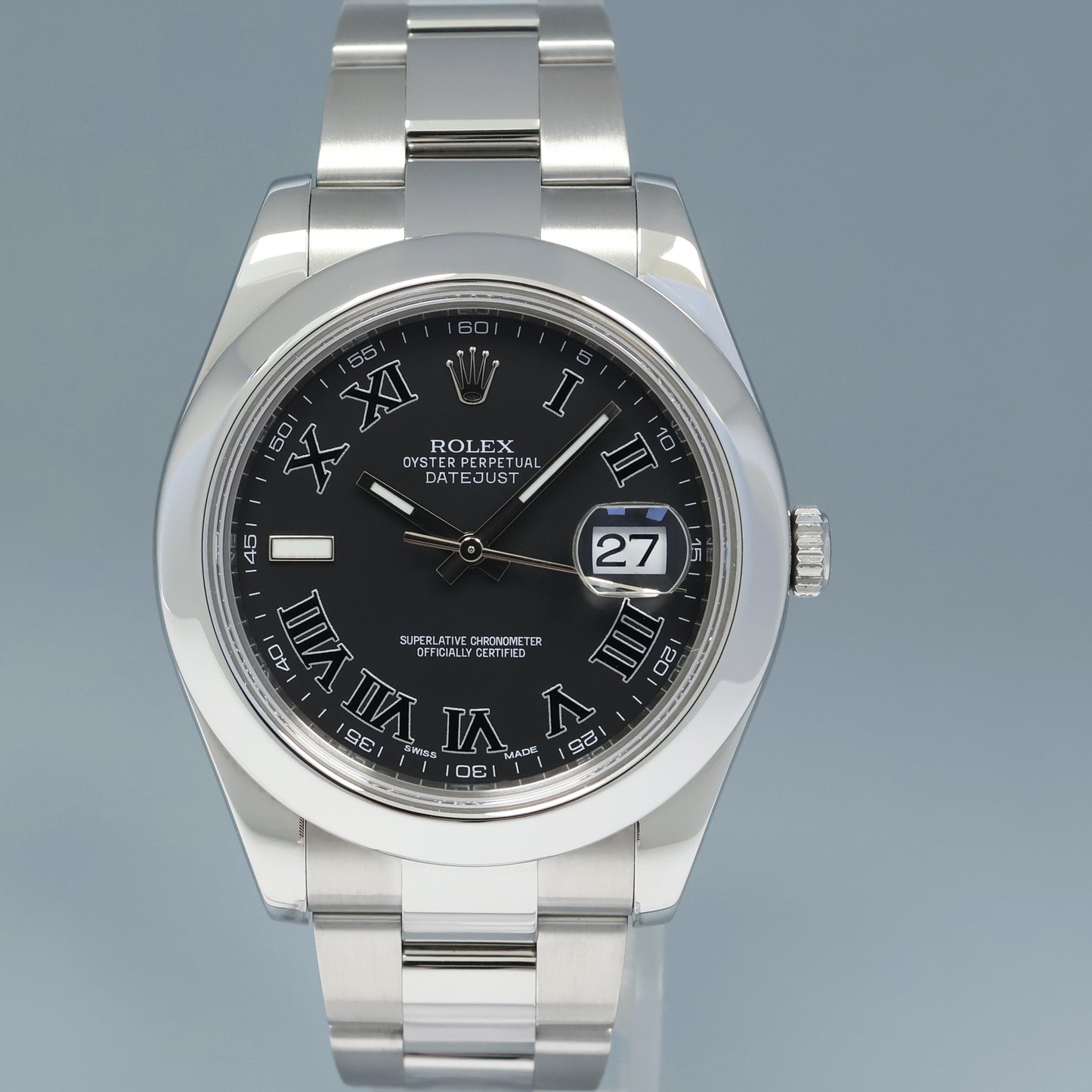 MINT 2016 Rolex Datejust II 116300 Black Wimbledon Smooth Oyster 41mm Watch Box