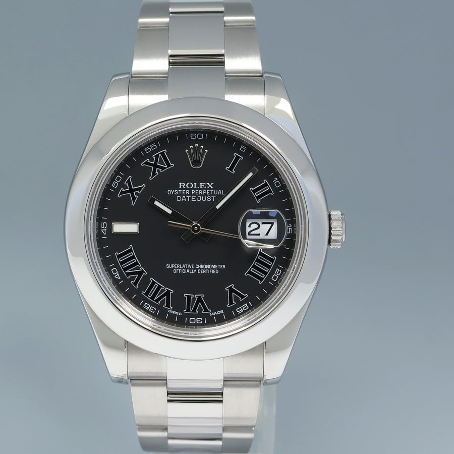 MINT 2016 Rolex Datejust II 116300 Black Wimbledon Smooth Oyster 41mm Watch Box