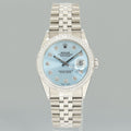 DIAMOND Bezel Rolex DateJust 36mm Glacier Blue Diamond 16030 Steel Watch Box
