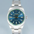 NEW 2022 Rolex Milgauss Blue Anniversary Green 116400GV Steel 40mm Watch Box