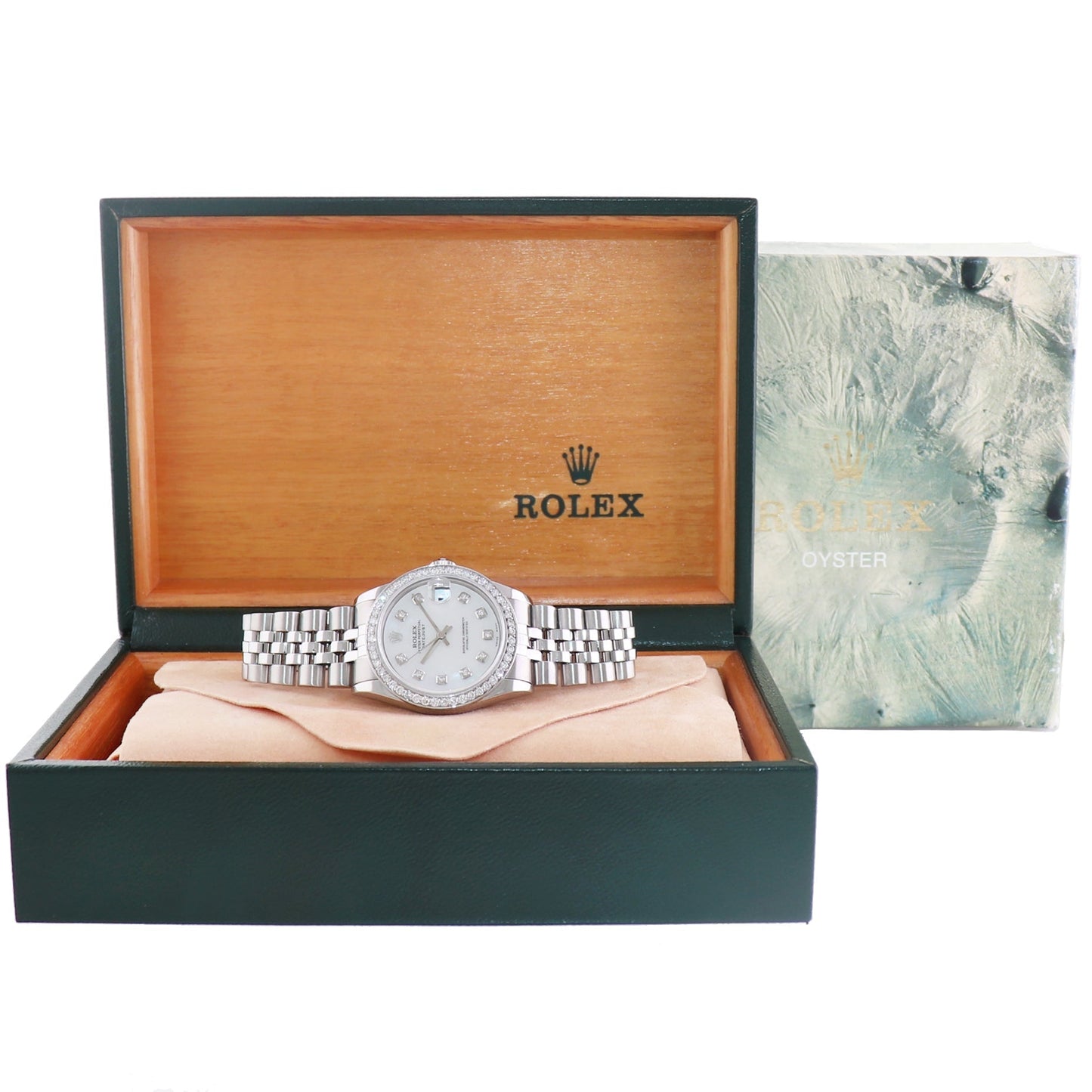 2001 DIAMOND MOP Ladies Rolex Midsize 31mm Datejust Jubilee Steel 78240 Watch Box