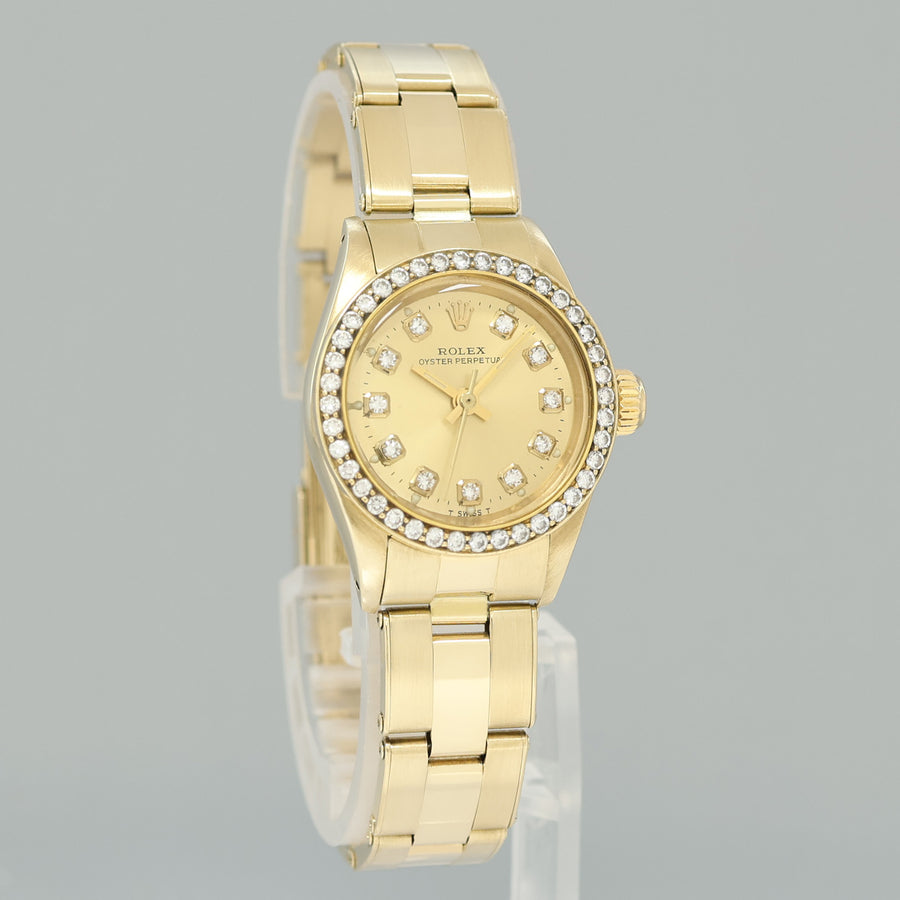 Ladies Rolex DateJust 26mm 6719 Yellow Gold Champagne Diamond Watch Box