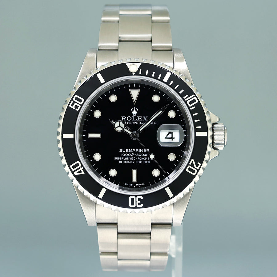 2006 PAPERS MINT Rolex Submariner Date 16610 Steel Black 40mm Oyster Watch Box