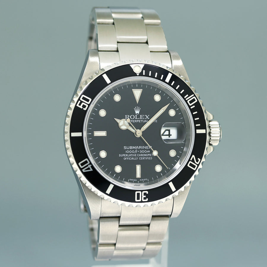 2006 PAPERS MINT Rolex Submariner Date 16610 Steel Black 40mm Oyster Watch Box