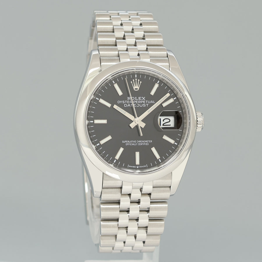 PAPERS 2020 Black Stick Rolex DateJust 36mm 126200 Steel Jubilee Band Watch Box