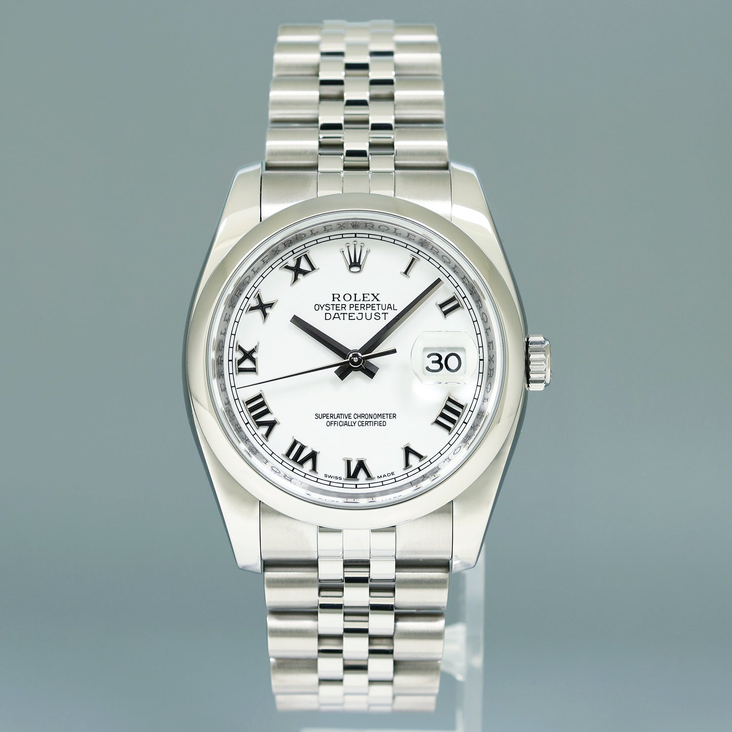 2010 PAPERS MINT Rolex DateJust 36 116200 White Roman Jubilee Steel 36mm Watch Box