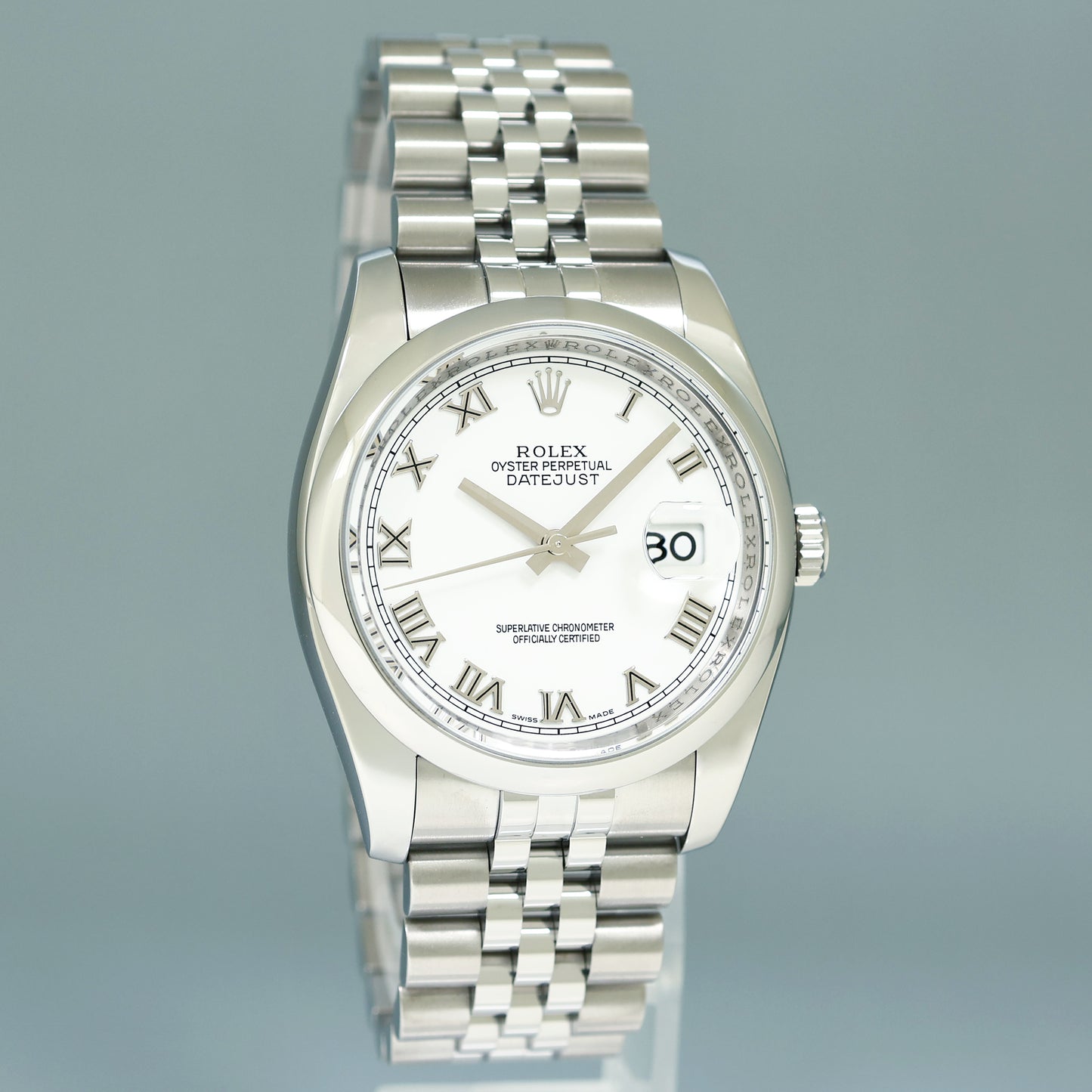 2010 PAPERS MINT Rolex DateJust 36 116200 White Roman Jubilee Steel 36mm Watch Box