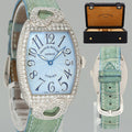 Ladies Franck Muller 18k White Gold Diamond Blue Dial Heart Design Leather Band Watch