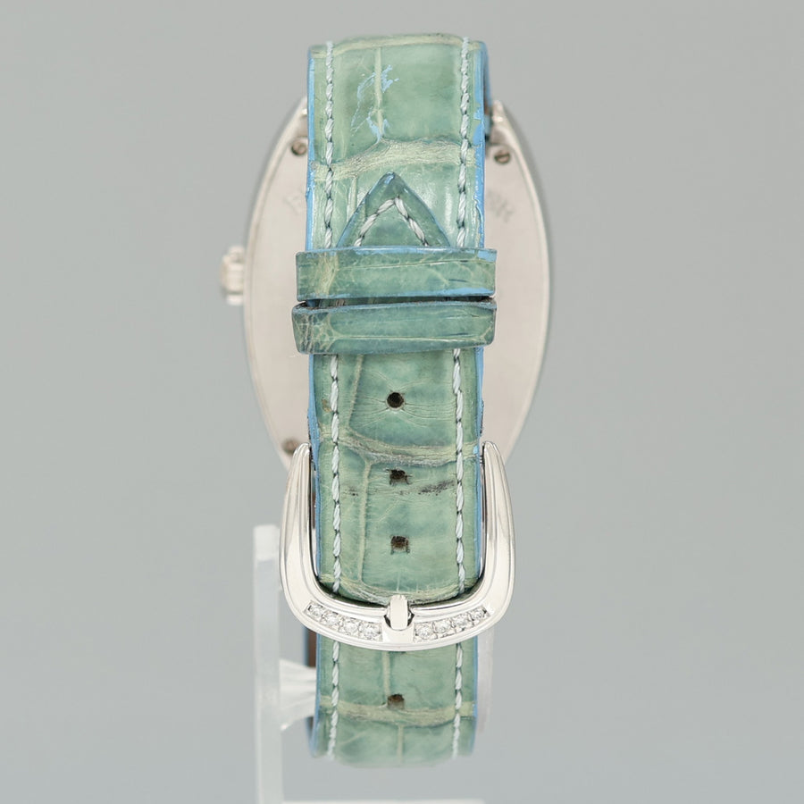 Ladies Franck Muller 18k White Gold Diamond Blue Dial Heart Design Leather Band Watch