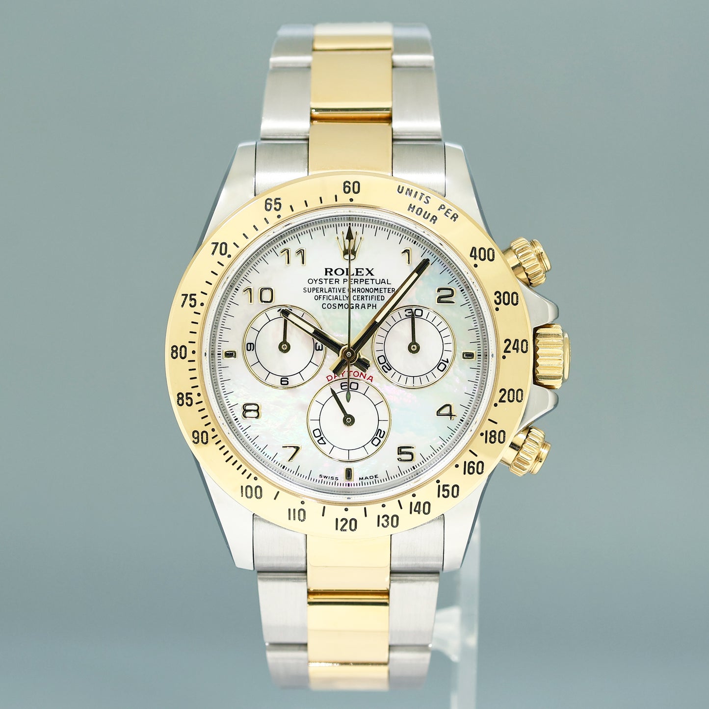 2015 MINT Rolex Daytona 116523 Mother of Pearl MOP Yellow Gold Two Tone Watch Box