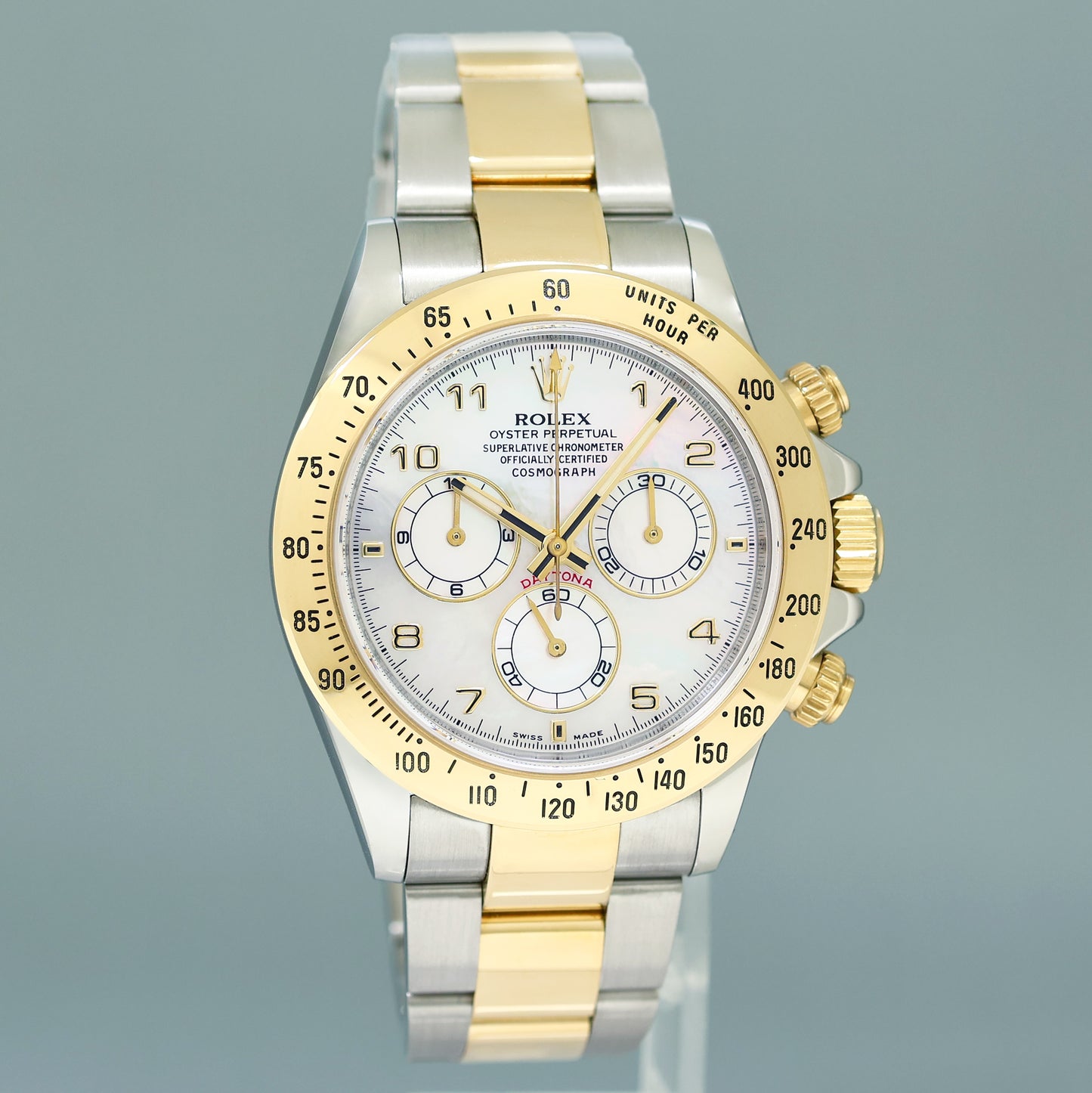 2015 MINT Rolex Daytona 116523 Mother of Pearl MOP Yellow Gold Two Tone Watch Box