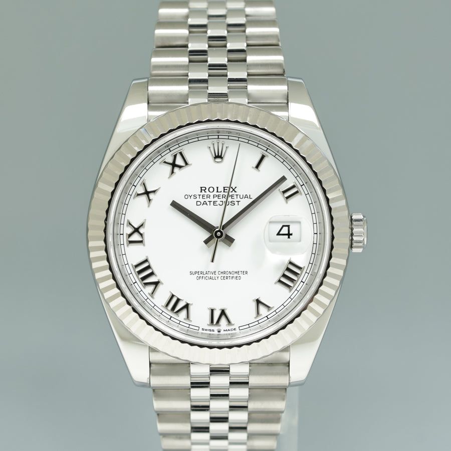 2026 NEW PAPERS Rolex DateJust 126334 White Roman Jubilee White Gold 41mm Watch