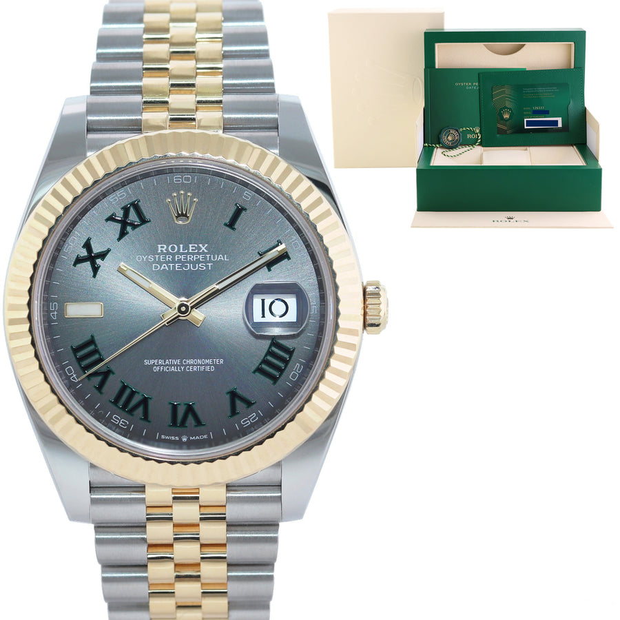 2024 NEW PAPERS Rolex DateJust 41 126333 Two Tone Gold Wimbledon Jubilee Watch Box