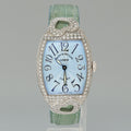Ladies Franck Muller 18k White Gold Diamond Blue Dial Heart Design Leather Band Watch