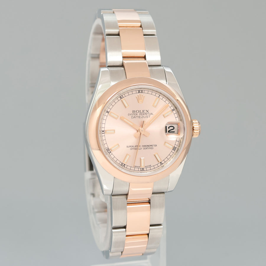 MINT PAPERS Rolex Datejust 178241 Rose Gold Two Tone Steel 31mm Pink Dial Watch