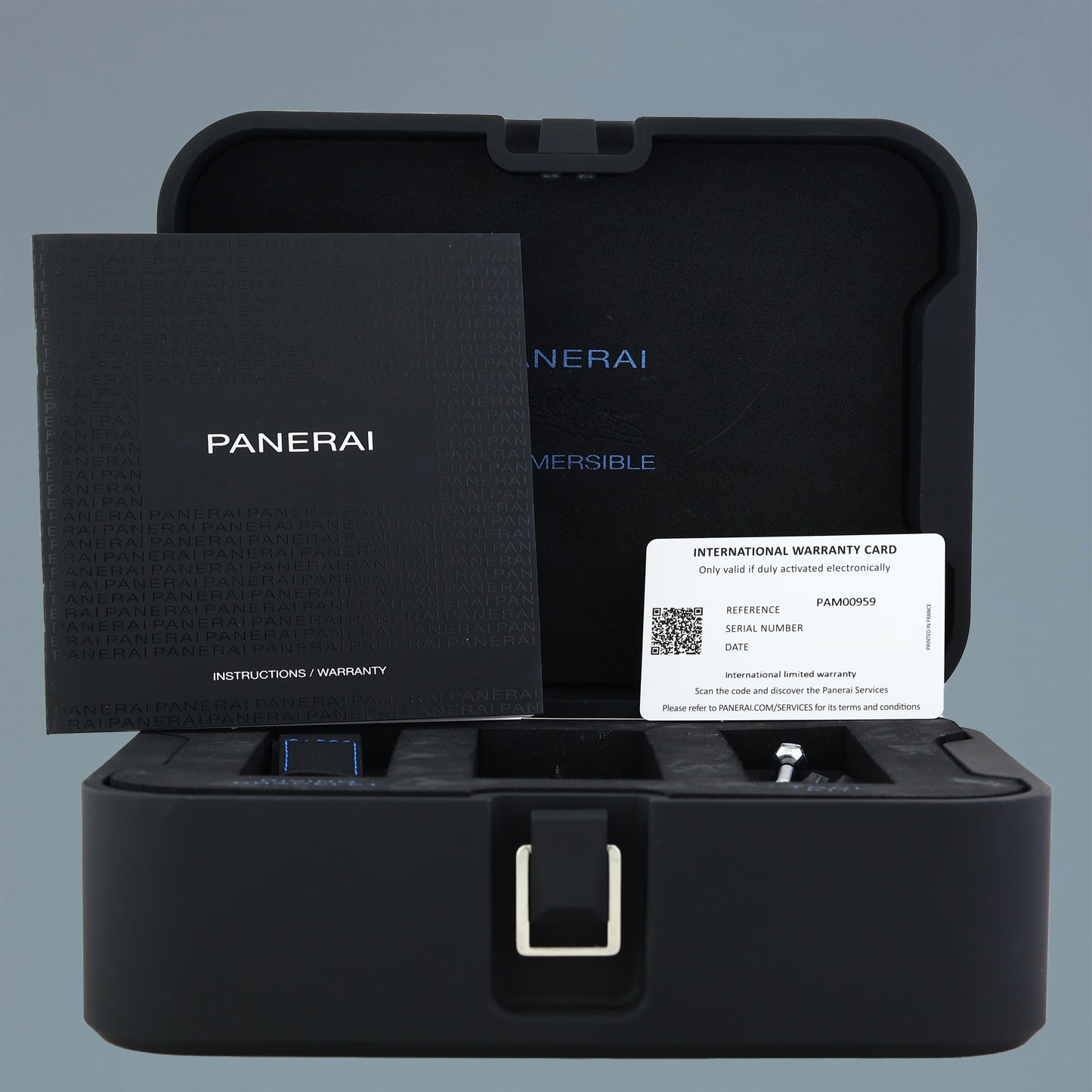 PAPERS Panerai Submersible 42mm PAM00959 PAM 959 1950 Luminor Blue Gray Dial
