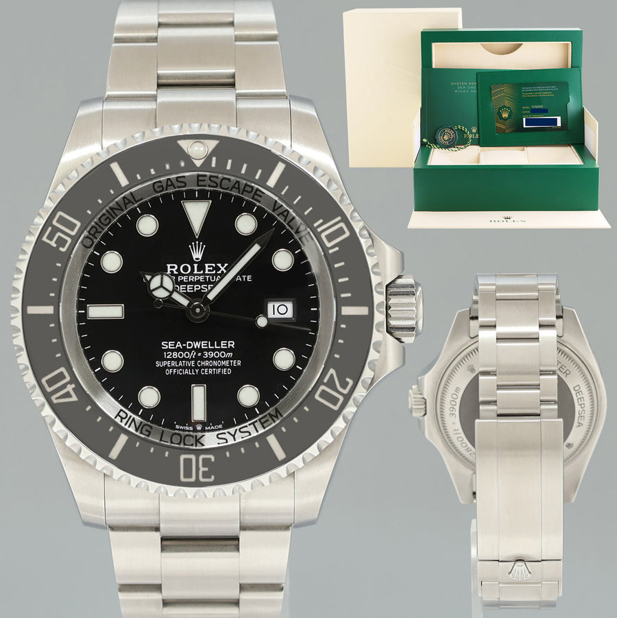 NEW PAPERS Rolex Sea-Dweller Deepsea Black 126660 44mm Steel Watch Box