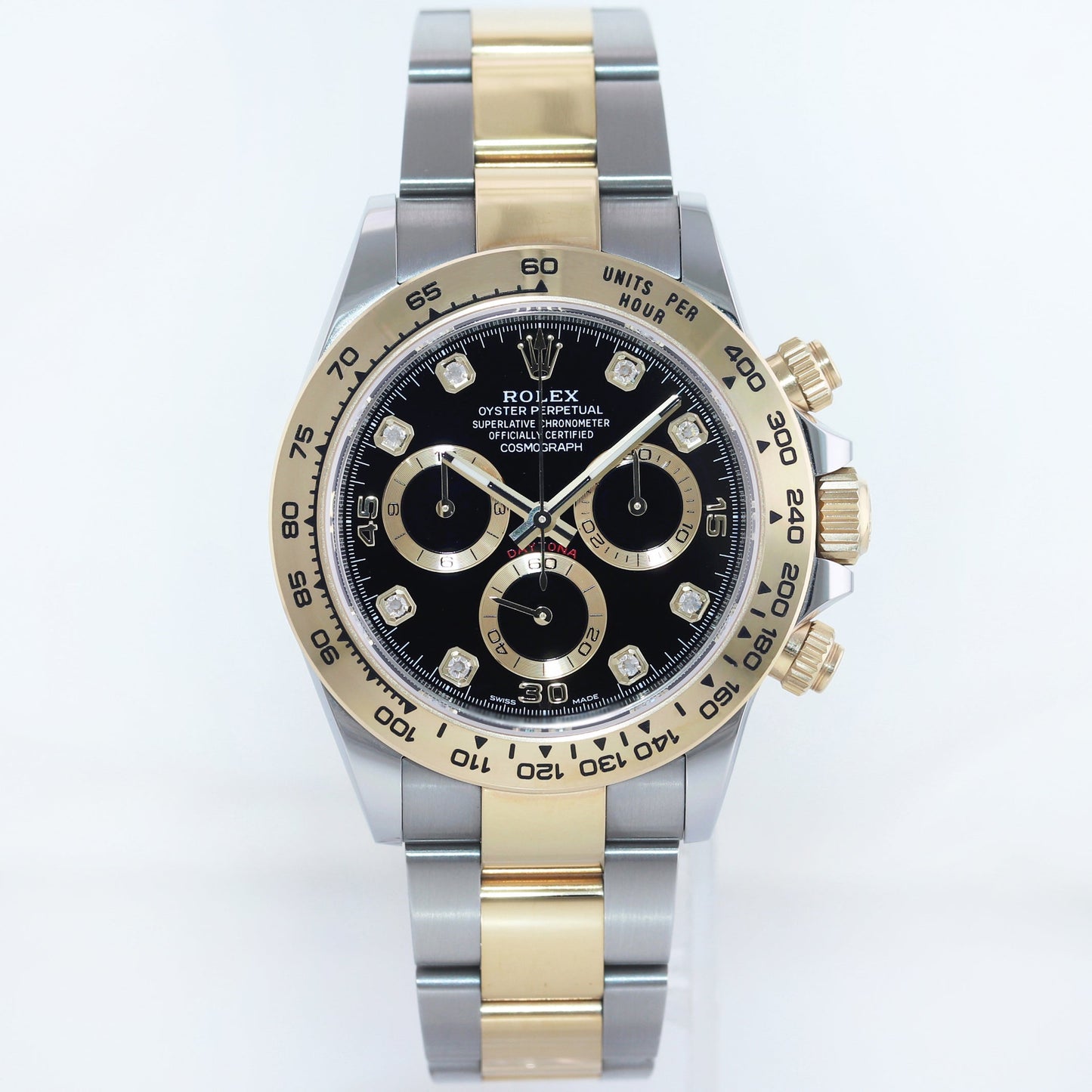 2021 NEW PAPERS 116503 Rolex Daytona Two Tone Black Diamond Yellow Gold Watch