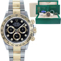 2021 NEW PAPERS 116503 Rolex Daytona Two Tone Black Diamond Yellow Gold Watch