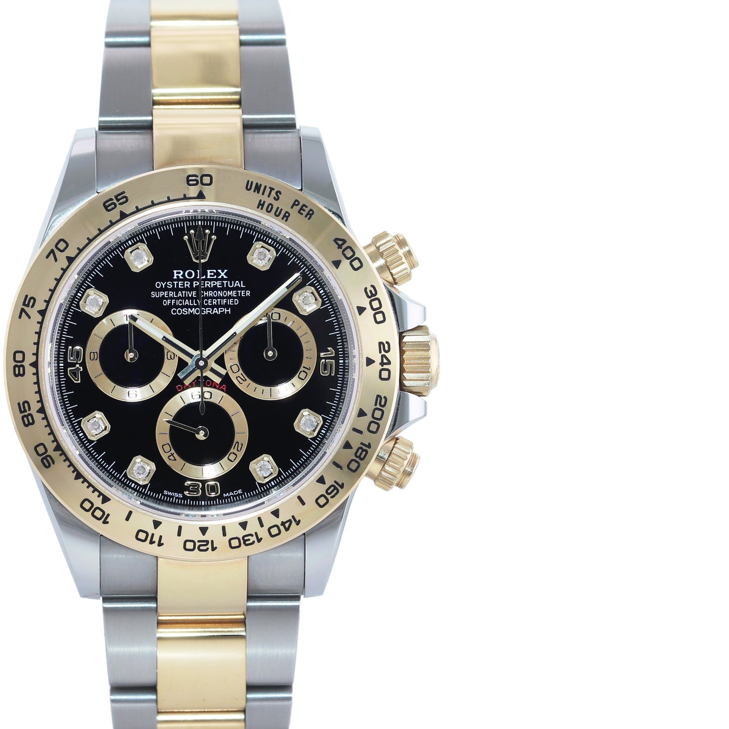 2021 NEW PAPERS 116503 Rolex Daytona Two Tone Black Diamond Yellow Gold Watch