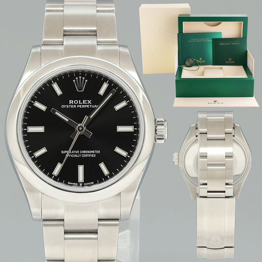 2023 MINT Rolex Oyster 277200 Perpetual 31mm Black Stainless Steel Watch Box