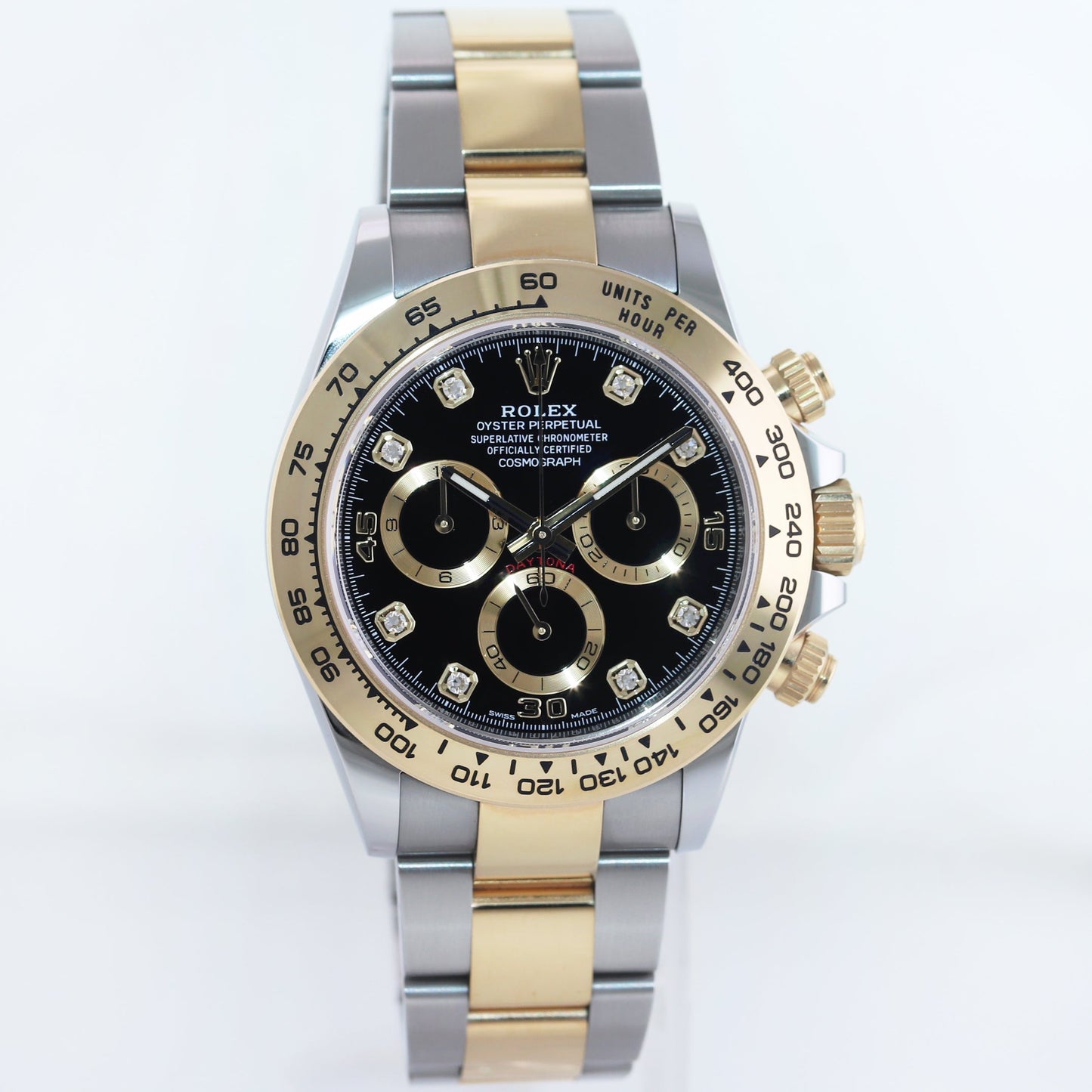 2021 NEW PAPERS 116503 Rolex Daytona Two Tone Black Diamond Yellow Gold Watch