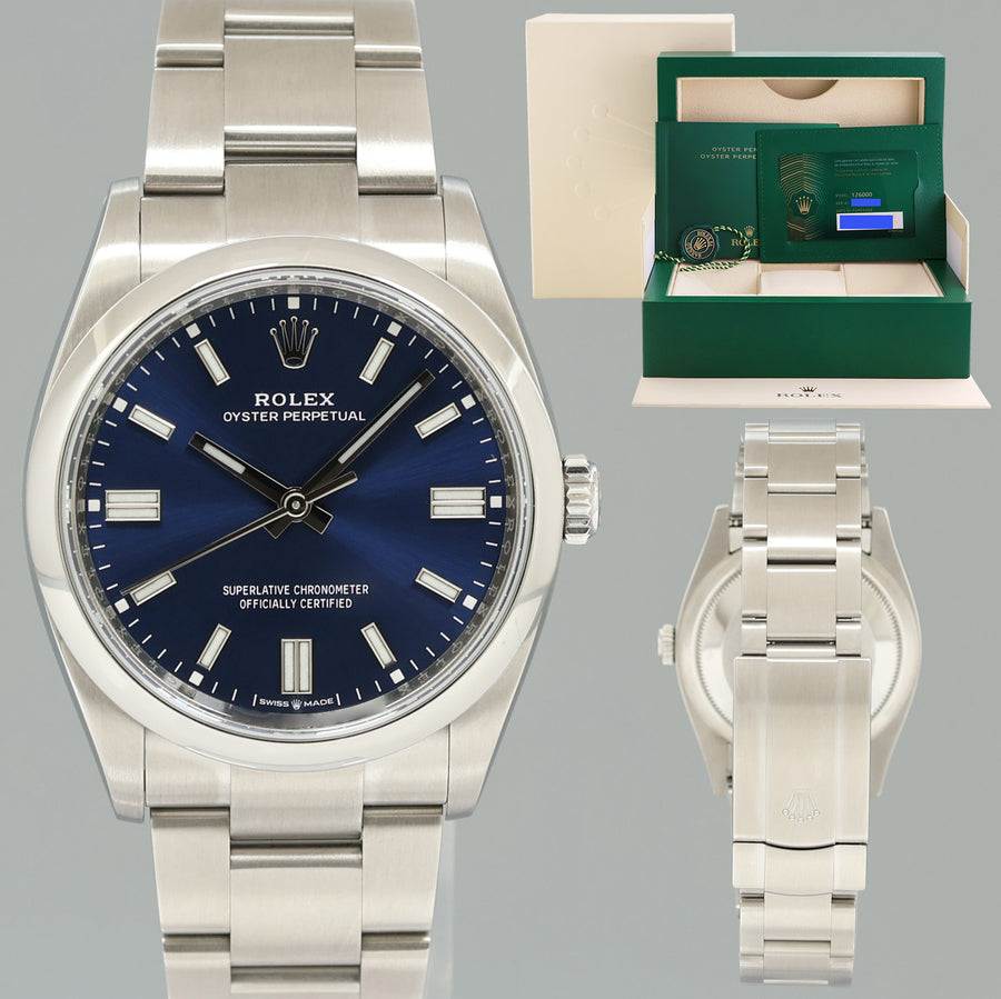 NEW PAPERS Rolex 126000 Oyster Perpetual 36mm Blue Dial Watch Box