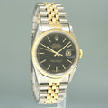MINT Rolex DateJust 36mm Black Stick 16233 Two Tone Yellow Gold Steel Jubilee Watch Box
