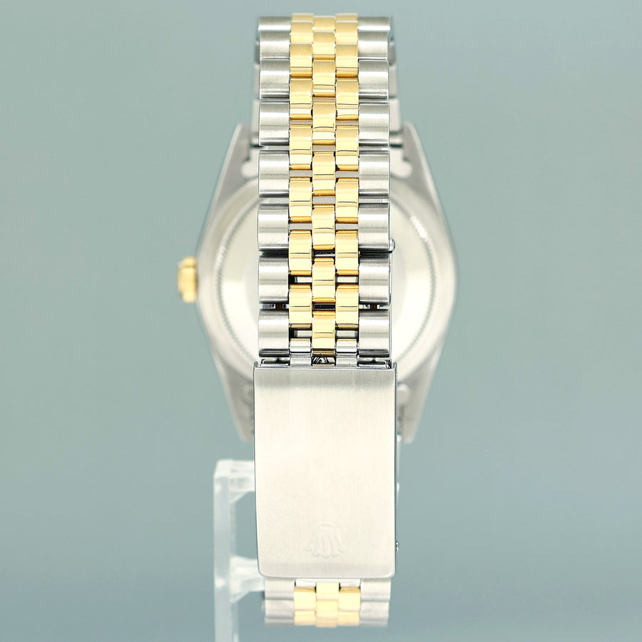 MINT Rolex DateJust 36mm Black Stick 16233 Two Tone Yellow Gold Steel Jubilee Watch Box