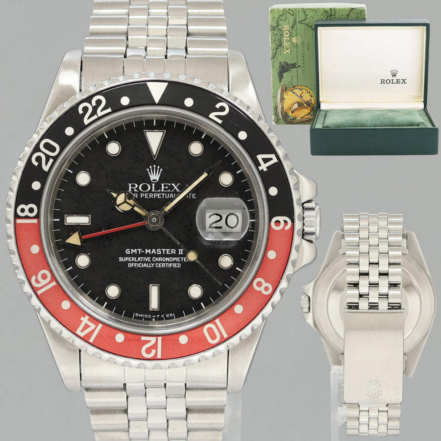 Rolex GMT-Master 2 Fat Lady Coke Jubilee Red Black Steel 16760 40mm Watch Box