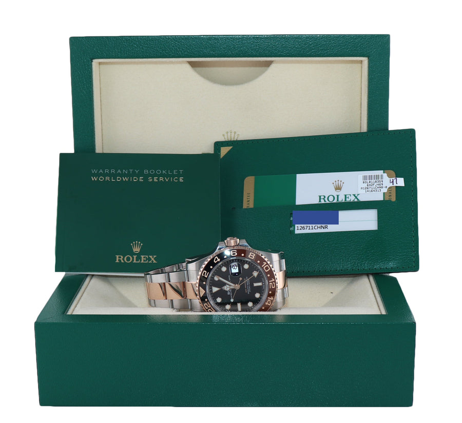 MINT 2018 PAPERS Rolex GMT Master Two Tone Steel Root Beer Rose Gold 126711 Watch