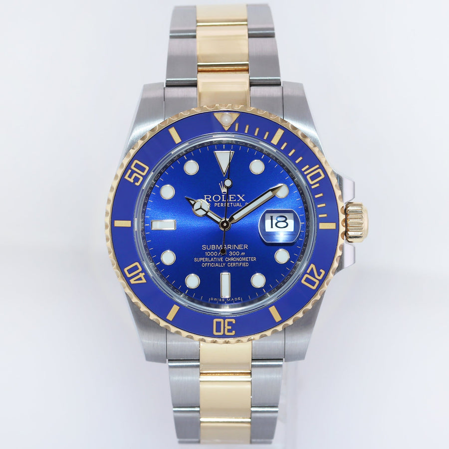 2019 MINT PAPERS Rolex Submariner Blue Ceramic 116613 Two Tone Gold Watch Box