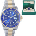 MINT 2016 Rolex Submariner Blue Ceramic 116613LB Two Tone Yellow Gold Watch Box