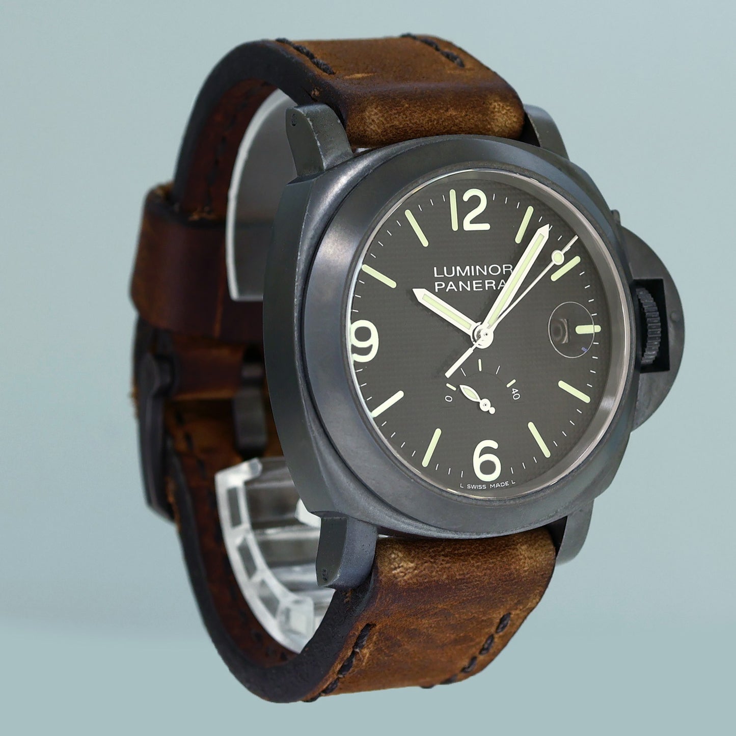 PAPERS Panerai Power Reserve PVD Coated Steel Black 44mm Hobnail L Luminor PAM00028 PAM28